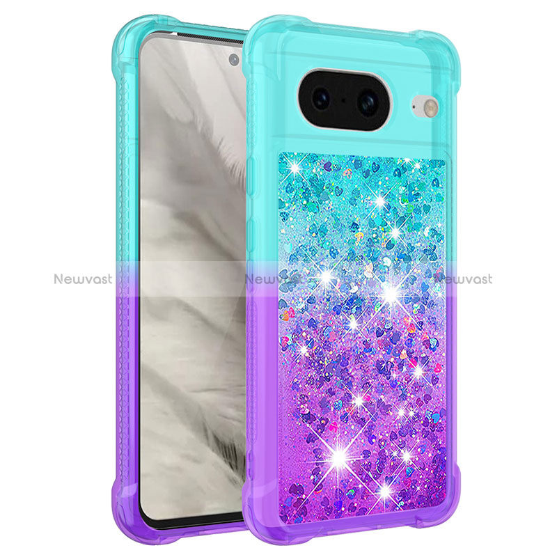 Silicone Candy Rubber TPU Bling-Bling Soft Case Cover S02 for Google Pixel 8 5G Sky Blue