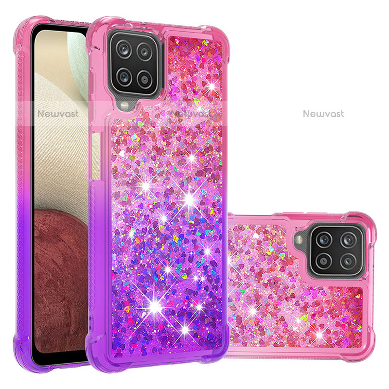 Silicone Candy Rubber TPU Bling-Bling Soft Case Cover S02 for Samsung Galaxy A12 Hot Pink