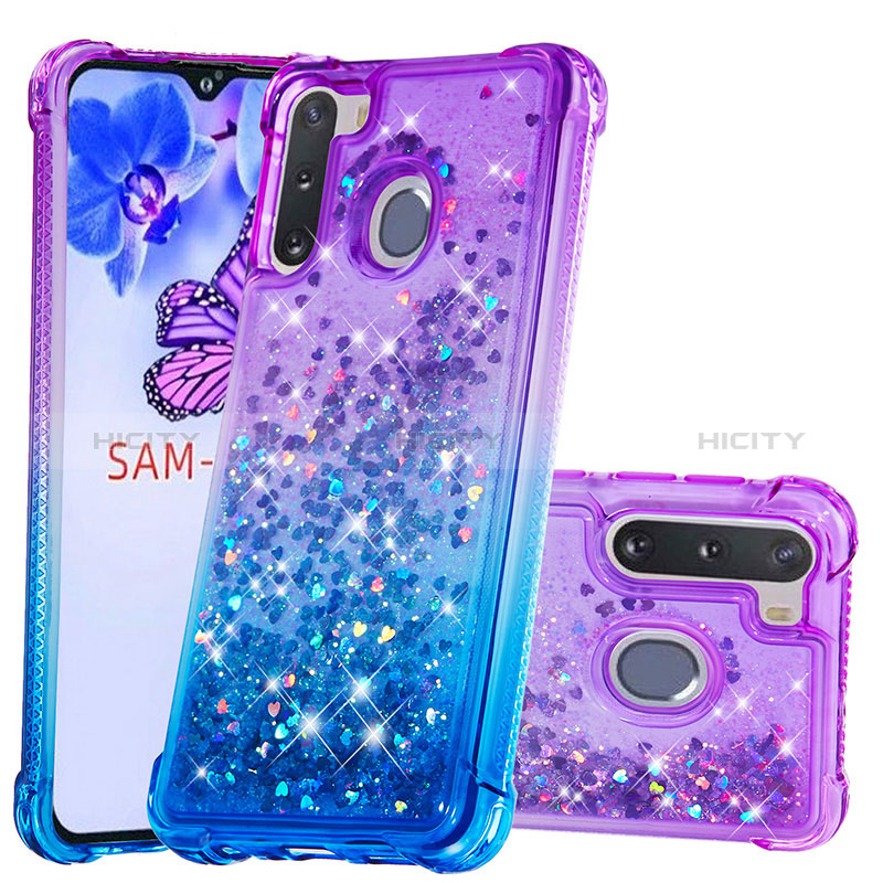 Silicone Candy Rubber TPU Bling-Bling Soft Case Cover S02 for Samsung Galaxy A21 European Purple