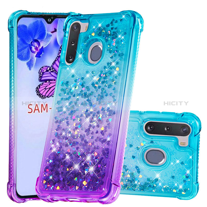Silicone Candy Rubber TPU Bling-Bling Soft Case Cover S02 for Samsung Galaxy A21 European Sky Blue