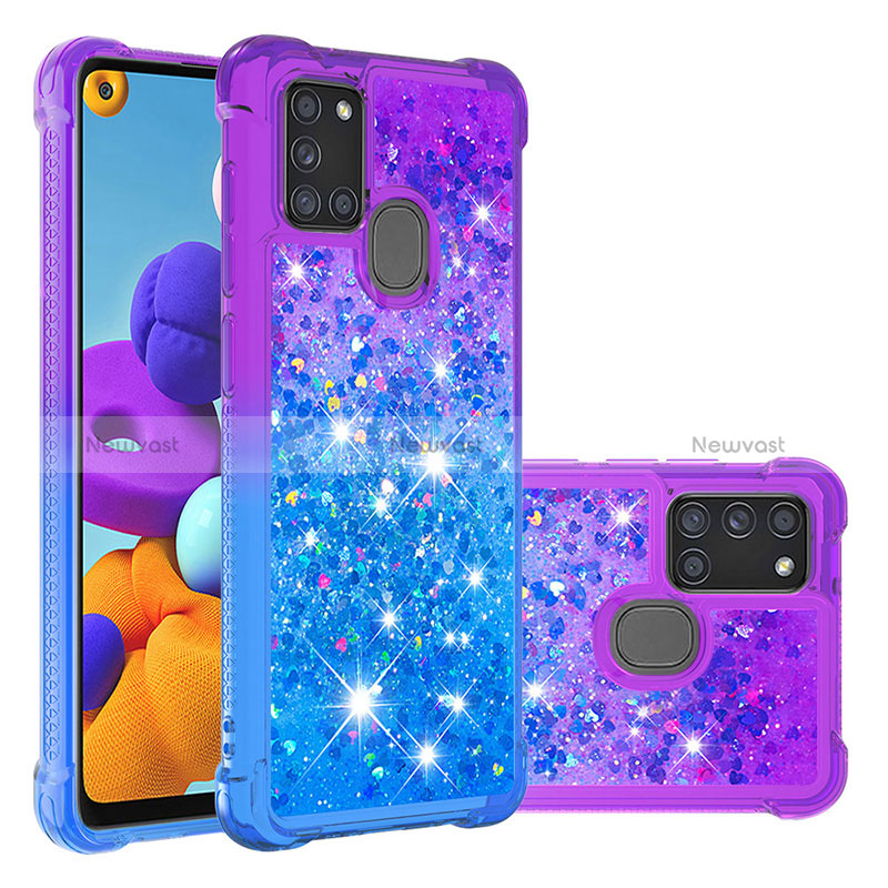 Silicone Candy Rubber TPU Bling-Bling Soft Case Cover S02 for Samsung Galaxy A21s Purple