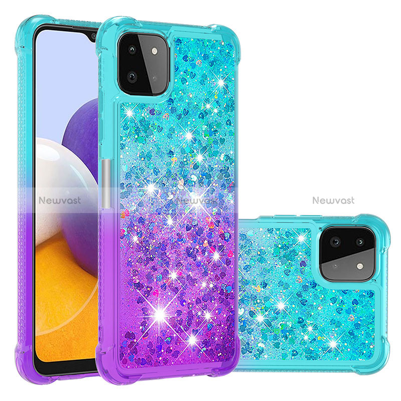 Silicone Candy Rubber TPU Bling-Bling Soft Case Cover S02 for Samsung Galaxy A22s 5G Sky Blue