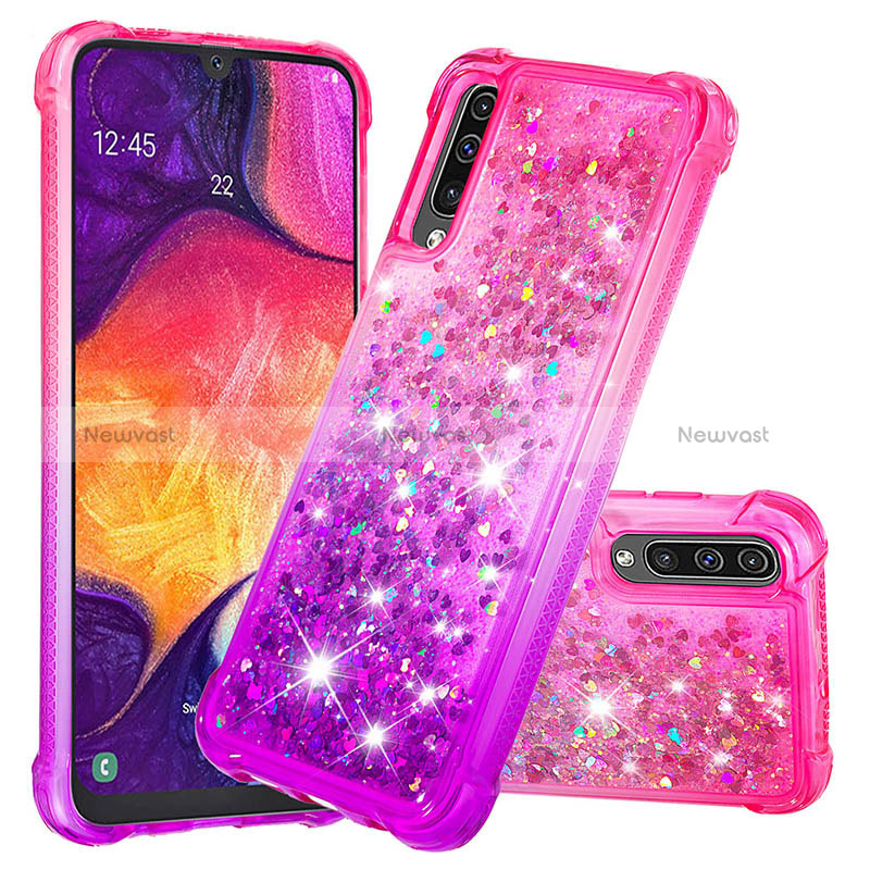 Silicone Candy Rubber TPU Bling-Bling Soft Case Cover S02 for Samsung Galaxy A30S Hot Pink