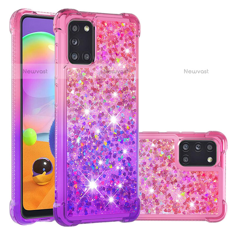 Silicone Candy Rubber TPU Bling-Bling Soft Case Cover S02 for Samsung Galaxy A31 Hot Pink