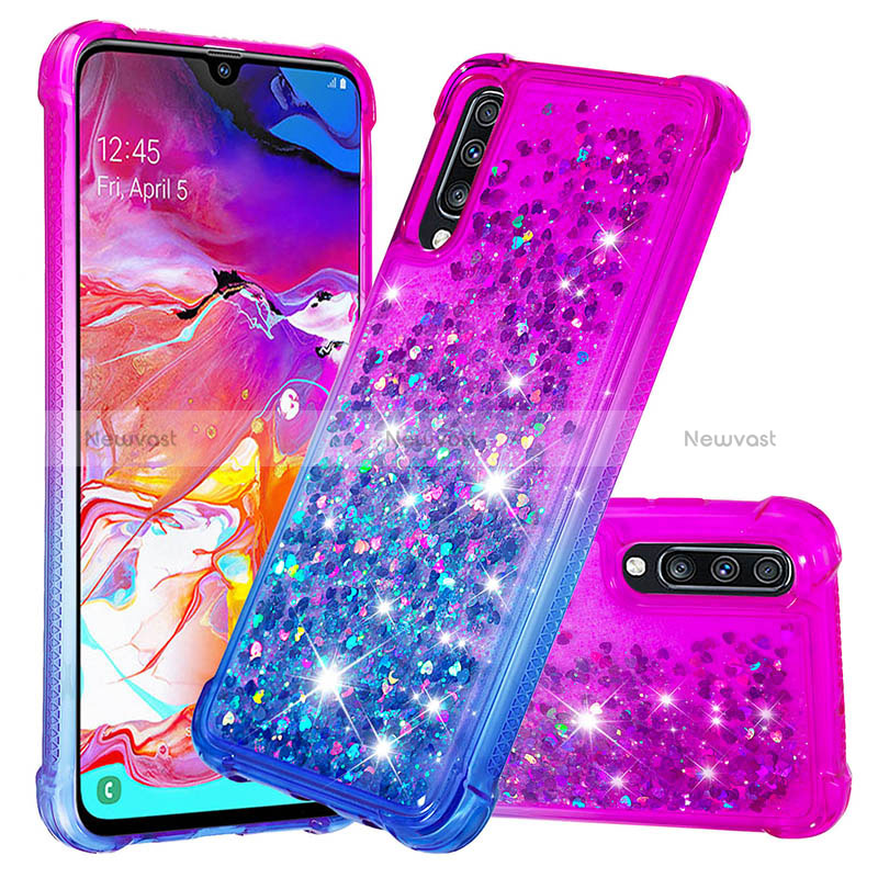 Silicone Candy Rubber TPU Bling-Bling Soft Case Cover S02 for Samsung Galaxy A70S Purple