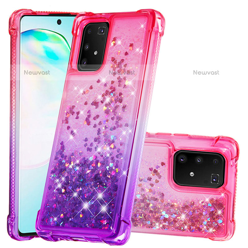 Silicone Candy Rubber TPU Bling-Bling Soft Case Cover S02 for Samsung Galaxy A91 Hot Pink