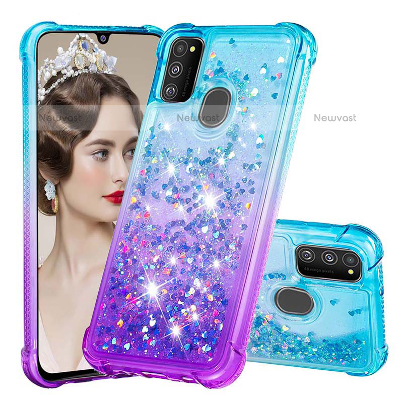 Silicone Candy Rubber TPU Bling-Bling Soft Case Cover S02 for Samsung Galaxy M30s Sky Blue