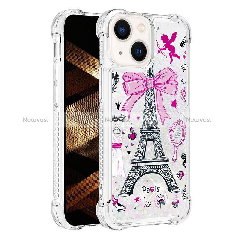 Silicone Candy Rubber TPU Bling-Bling Soft Case Cover S03 for Apple iPhone 14 Rose Gold