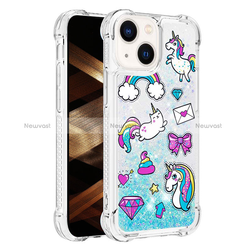 Silicone Candy Rubber TPU Bling-Bling Soft Case Cover S03 for Apple iPhone 15 Plus Sky Blue