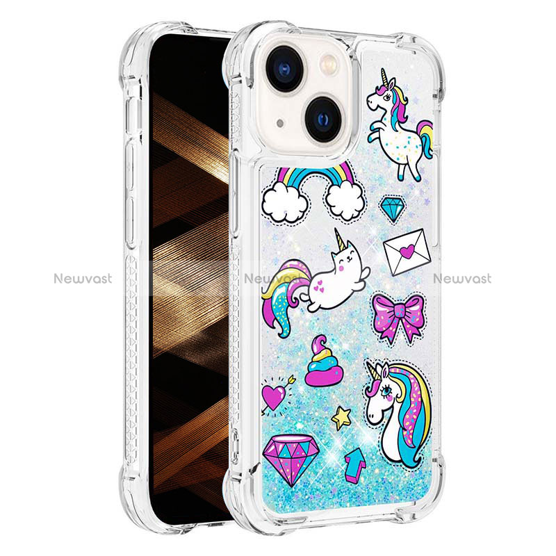 Silicone Candy Rubber TPU Bling-Bling Soft Case Cover S03 for Apple iPhone 15 Sky Blue