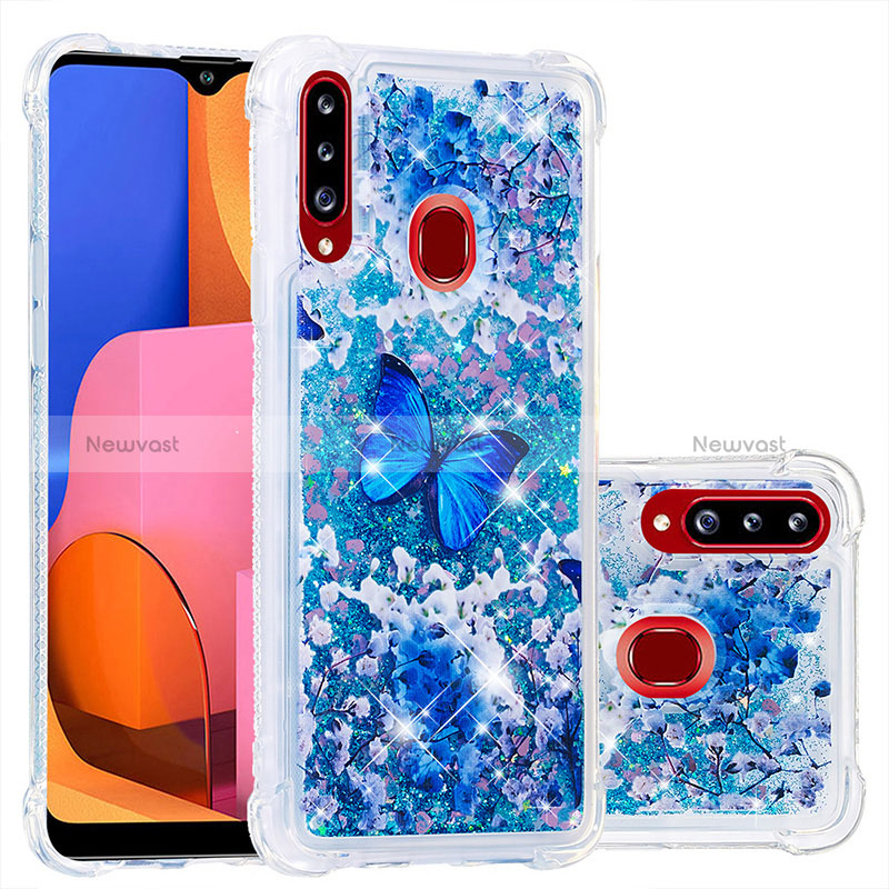 Silicone Candy Rubber TPU Bling-Bling Soft Case Cover S03 for Samsung Galaxy A20s Blue