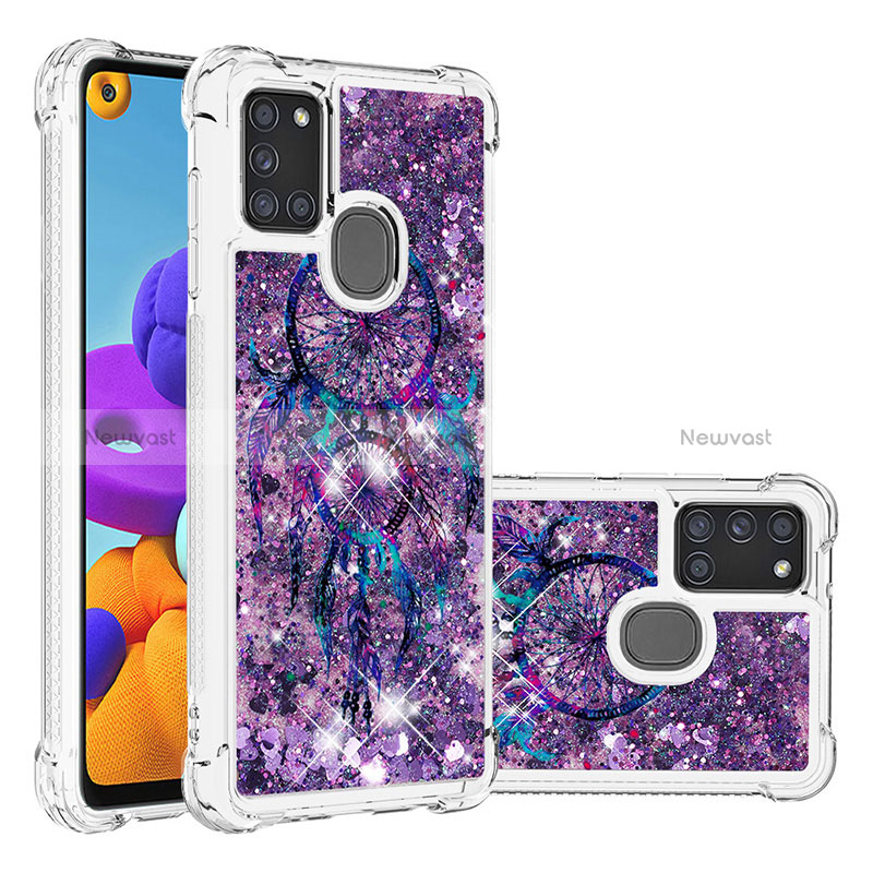 Silicone Candy Rubber TPU Bling-Bling Soft Case Cover S03 for Samsung Galaxy A21s Purple