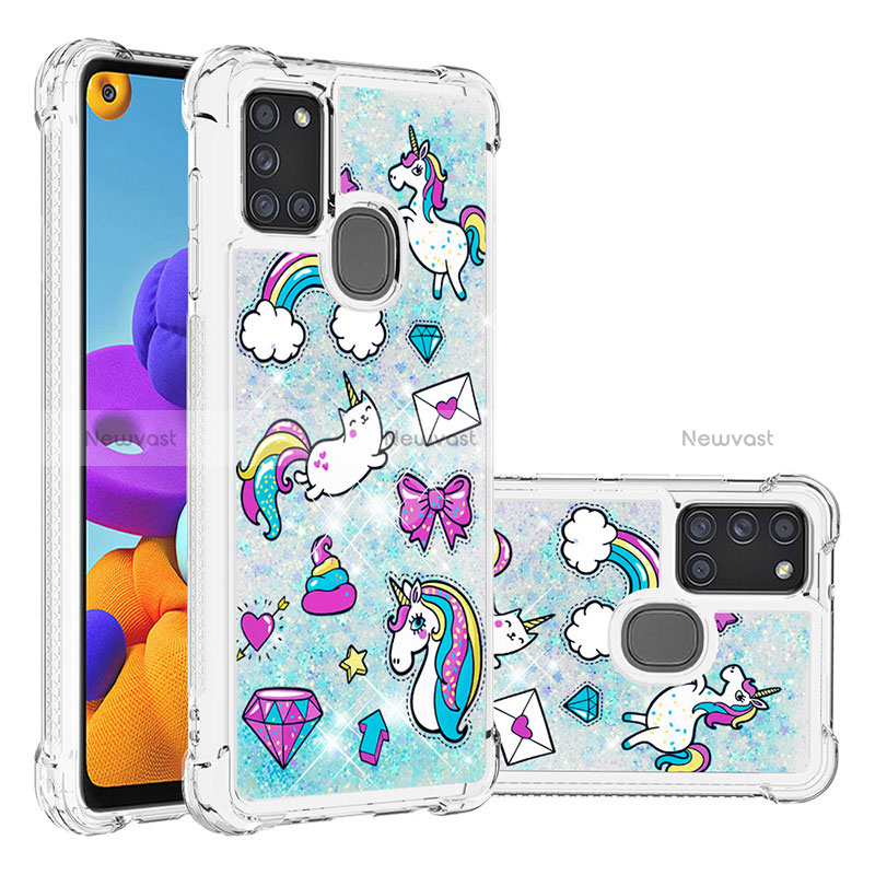 Silicone Candy Rubber TPU Bling-Bling Soft Case Cover S03 for Samsung Galaxy A21s Sky Blue