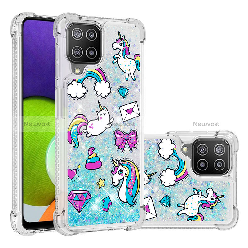 Silicone Candy Rubber TPU Bling-Bling Soft Case Cover S03 for Samsung Galaxy A22 4G Sky Blue