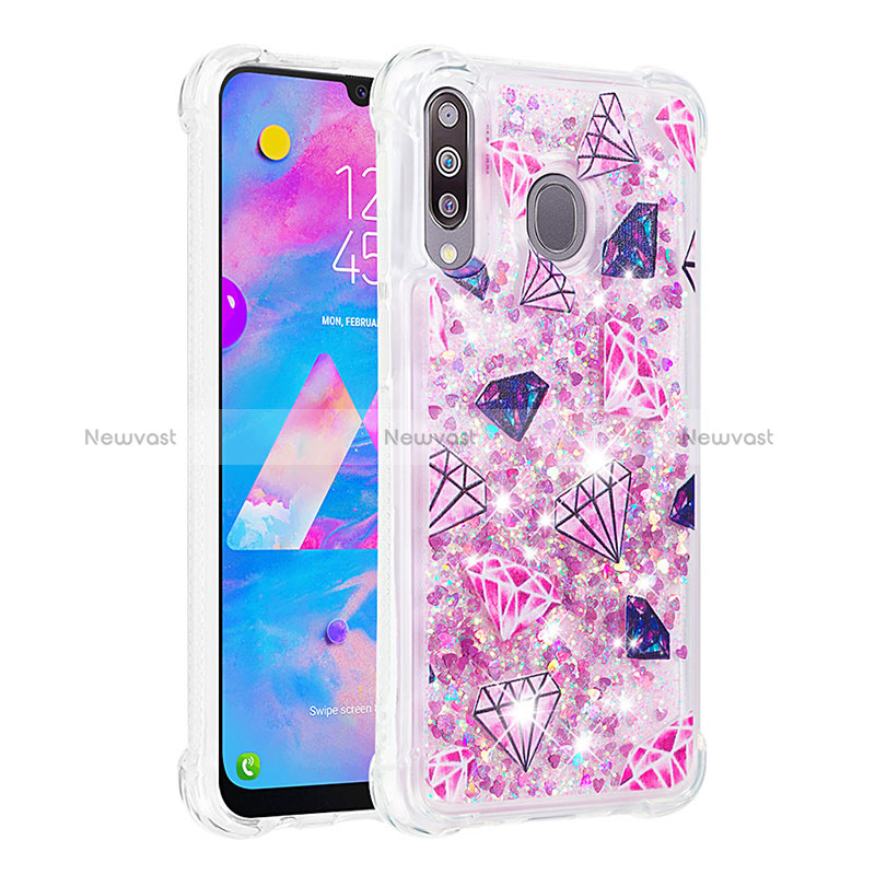 Silicone Candy Rubber TPU Bling-Bling Soft Case Cover S03 for Samsung Galaxy A40s Hot Pink