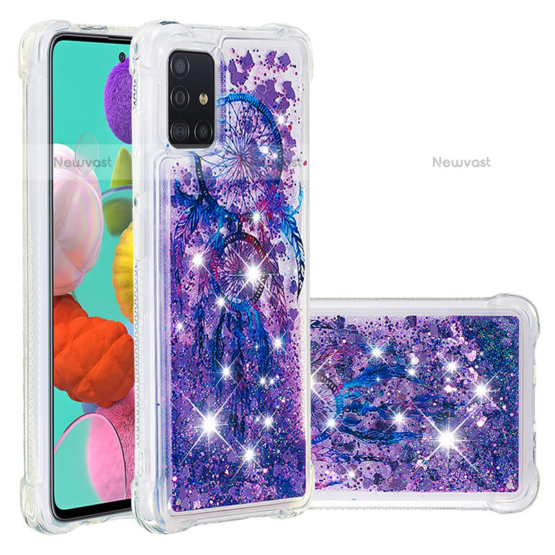 Silicone Candy Rubber TPU Bling-Bling Soft Case Cover S03 for Samsung Galaxy A51 4G Purple