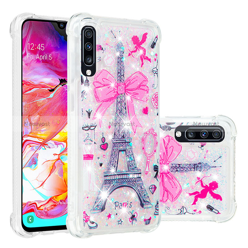 Silicone Candy Rubber TPU Bling-Bling Soft Case Cover S03 for Samsung Galaxy A70 Pink