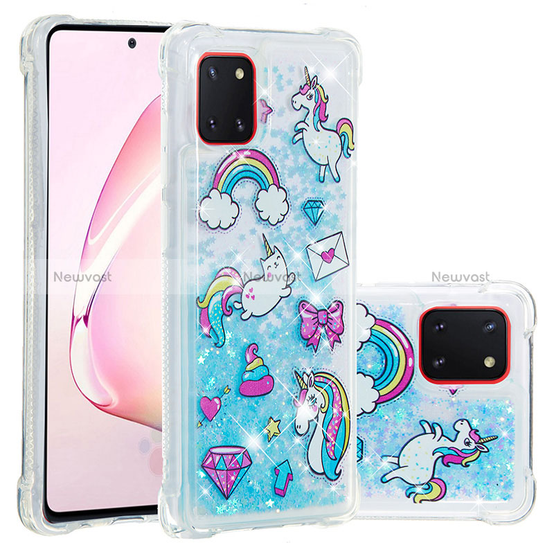 Silicone Candy Rubber TPU Bling-Bling Soft Case Cover S03 for Samsung Galaxy A81 Sky Blue