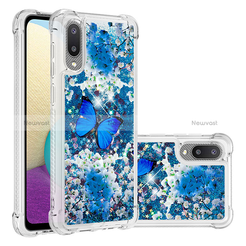 Silicone Candy Rubber TPU Bling-Bling Soft Case Cover S03 for Samsung Galaxy M02 Blue