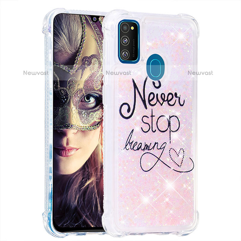 Silicone Candy Rubber TPU Bling-Bling Soft Case Cover S03 for Samsung Galaxy M21 Pink