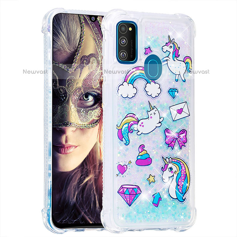 Silicone Candy Rubber TPU Bling-Bling Soft Case Cover S03 for Samsung Galaxy M21 Sky Blue