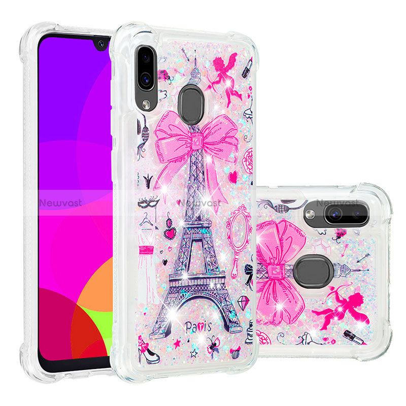 Silicone Candy Rubber TPU Bling-Bling Soft Case Cover S04 for Samsung Galaxy A30 Pink