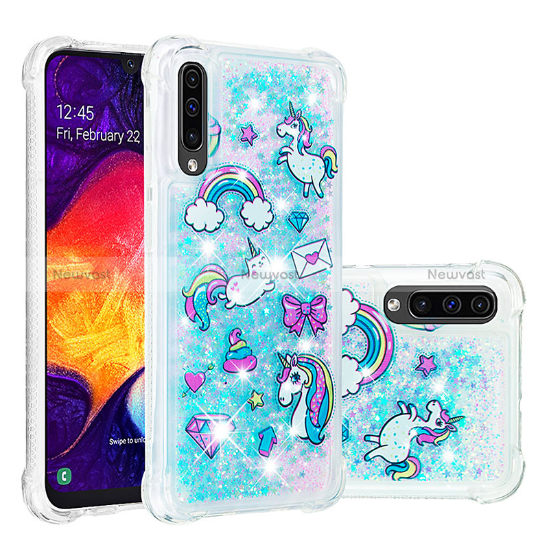 Silicone Candy Rubber TPU Bling-Bling Soft Case Cover S04 for Samsung Galaxy A50S Sky Blue