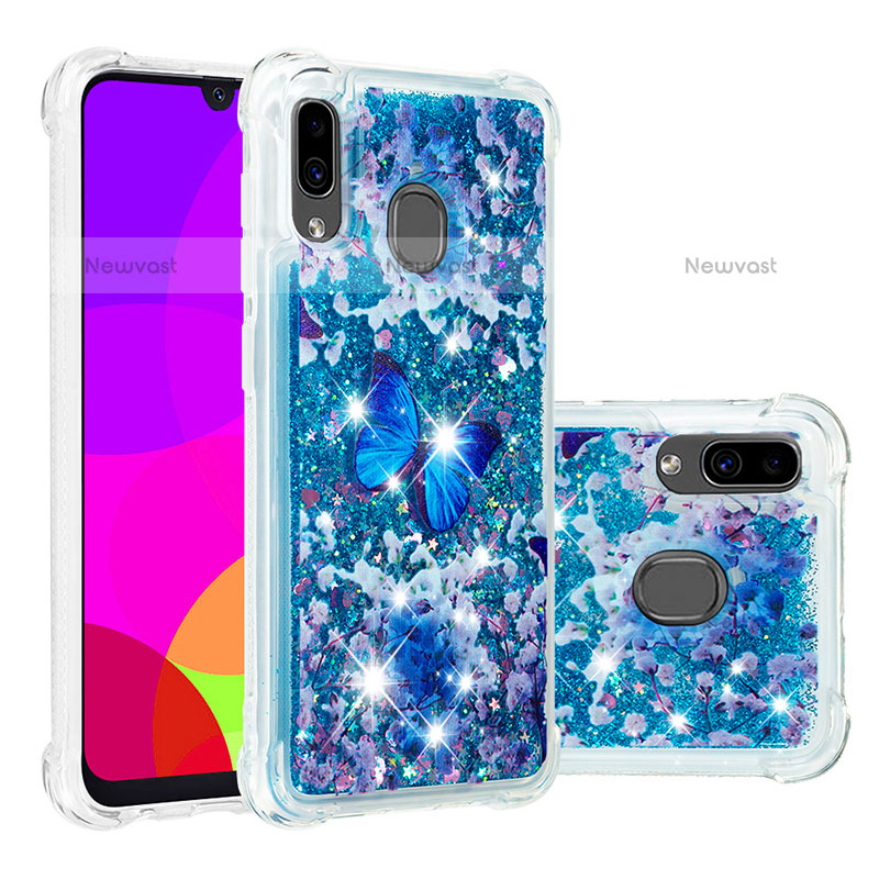 Silicone Candy Rubber TPU Bling-Bling Soft Case Cover S05 for Samsung Galaxy A20 Blue