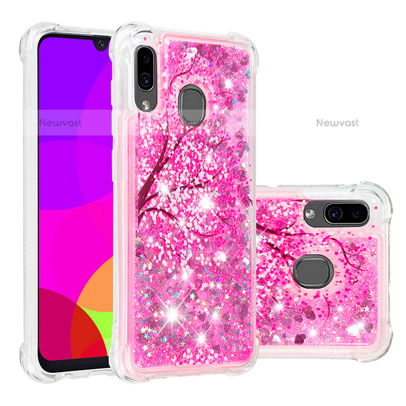 Silicone Candy Rubber TPU Bling-Bling Soft Case Cover S05 for Samsung Galaxy A20 Hot Pink