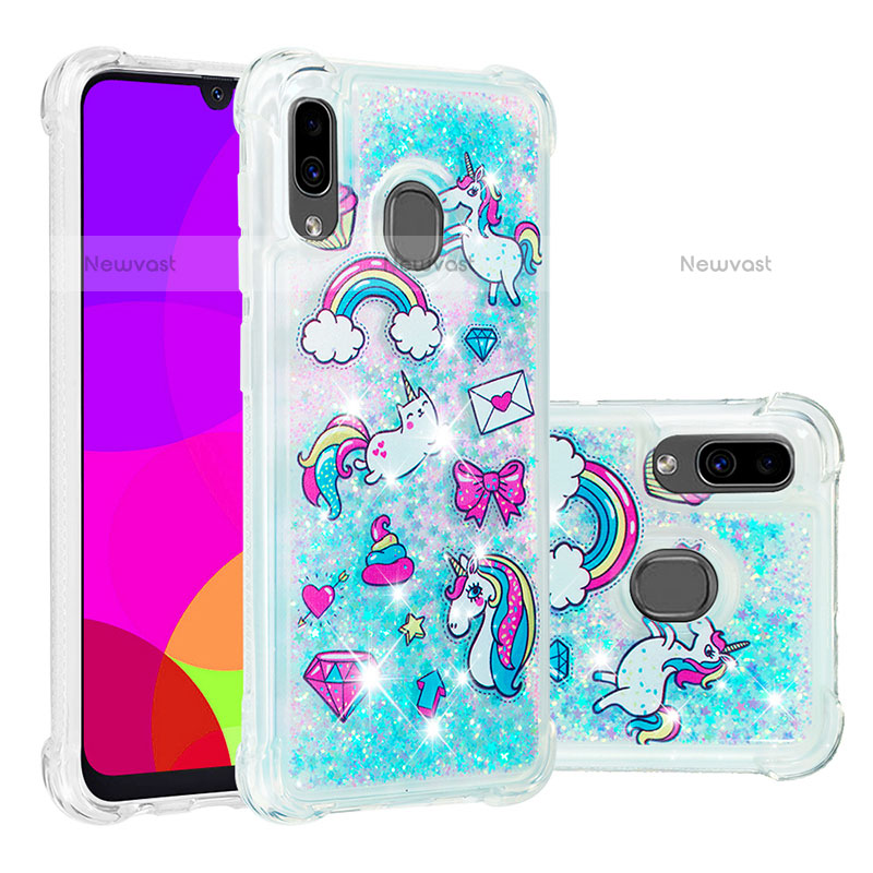 Silicone Candy Rubber TPU Bling-Bling Soft Case Cover S05 for Samsung Galaxy A20 Sky Blue