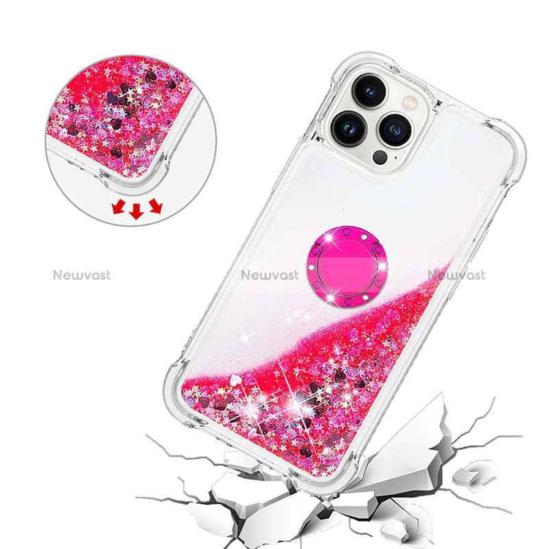 Silicone Candy Rubber TPU Bling-Bling Soft Case Cover with Finger Ring Stand S01 for Apple iPhone 14 Pro