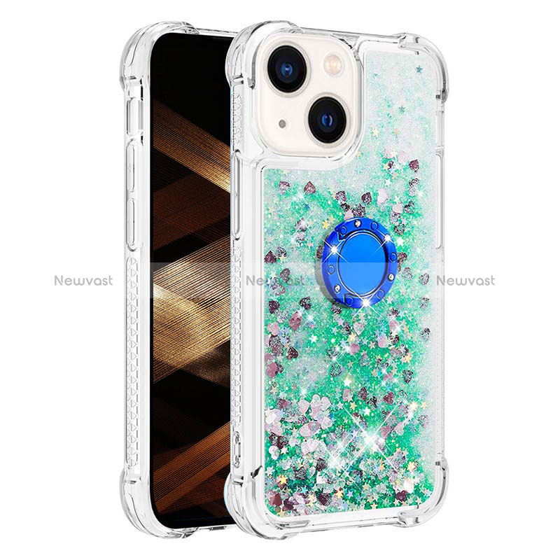 Silicone Candy Rubber TPU Bling-Bling Soft Case Cover with Finger Ring Stand S01 for Apple iPhone 15