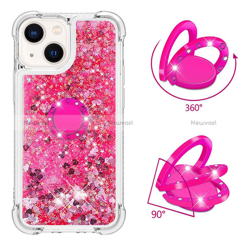 Silicone Candy Rubber TPU Bling-Bling Soft Case Cover with Finger Ring Stand S01 for Apple iPhone 15