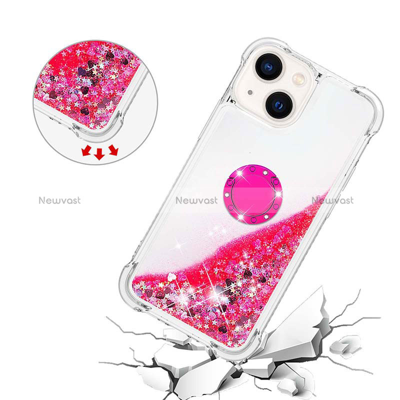 Silicone Candy Rubber TPU Bling-Bling Soft Case Cover with Finger Ring Stand S01 for Apple iPhone 15