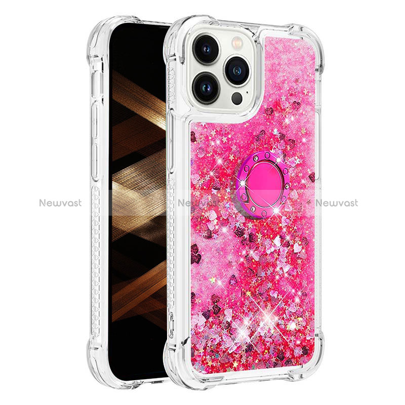 Silicone Candy Rubber TPU Bling-Bling Soft Case Cover with Finger Ring Stand S01 for Apple iPhone 15 Pro Max