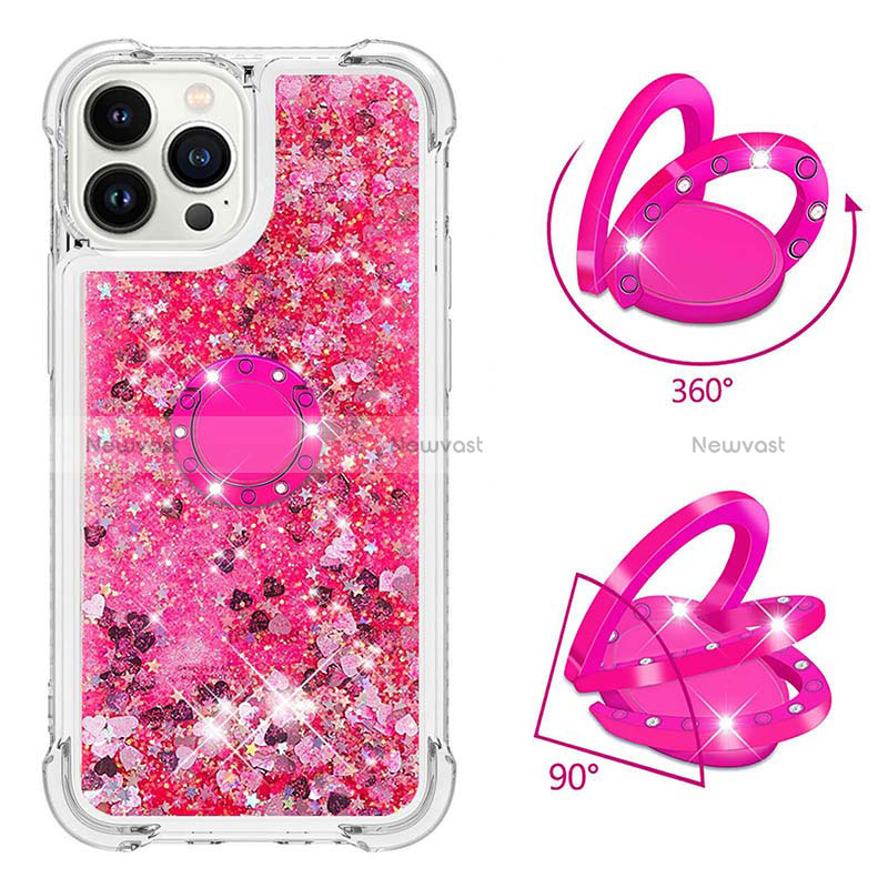 Silicone Candy Rubber TPU Bling-Bling Soft Case Cover with Finger Ring Stand S01 for Apple iPhone 15 Pro Max