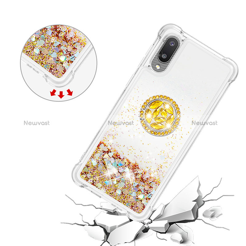 Silicone Candy Rubber TPU Bling-Bling Soft Case Cover with Finger Ring Stand S01 for Samsung Galaxy A02