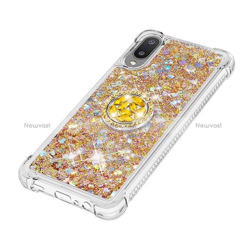 Silicone Candy Rubber TPU Bling-Bling Soft Case Cover with Finger Ring Stand S01 for Samsung Galaxy A02