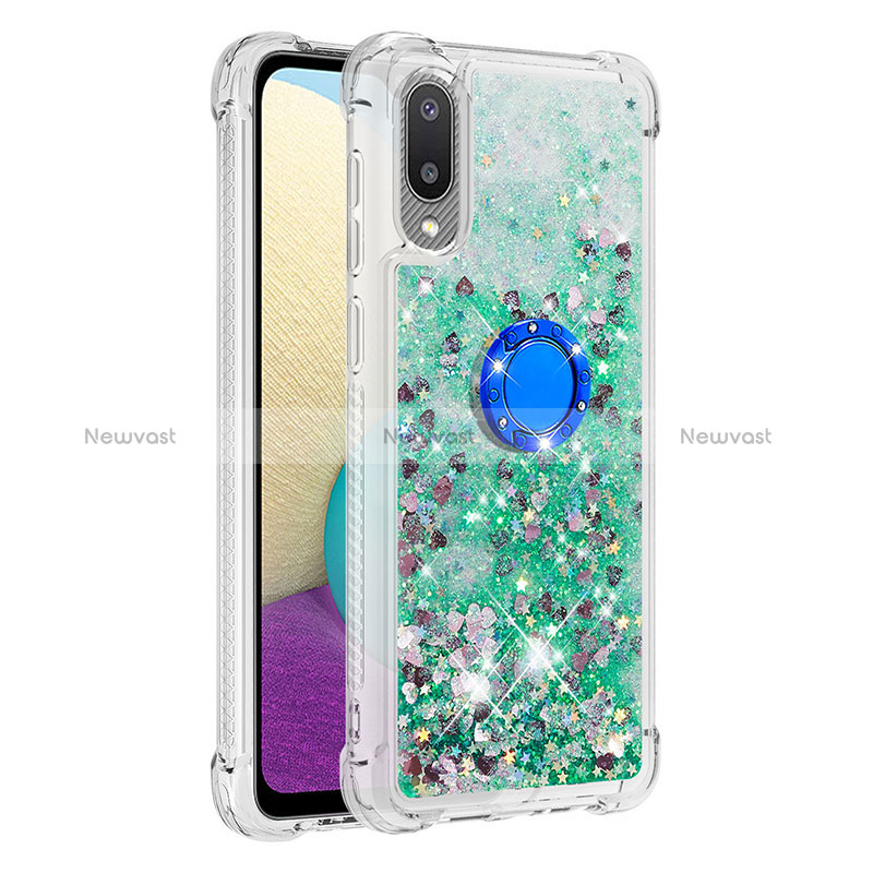 Silicone Candy Rubber TPU Bling-Bling Soft Case Cover with Finger Ring Stand S01 for Samsung Galaxy A02