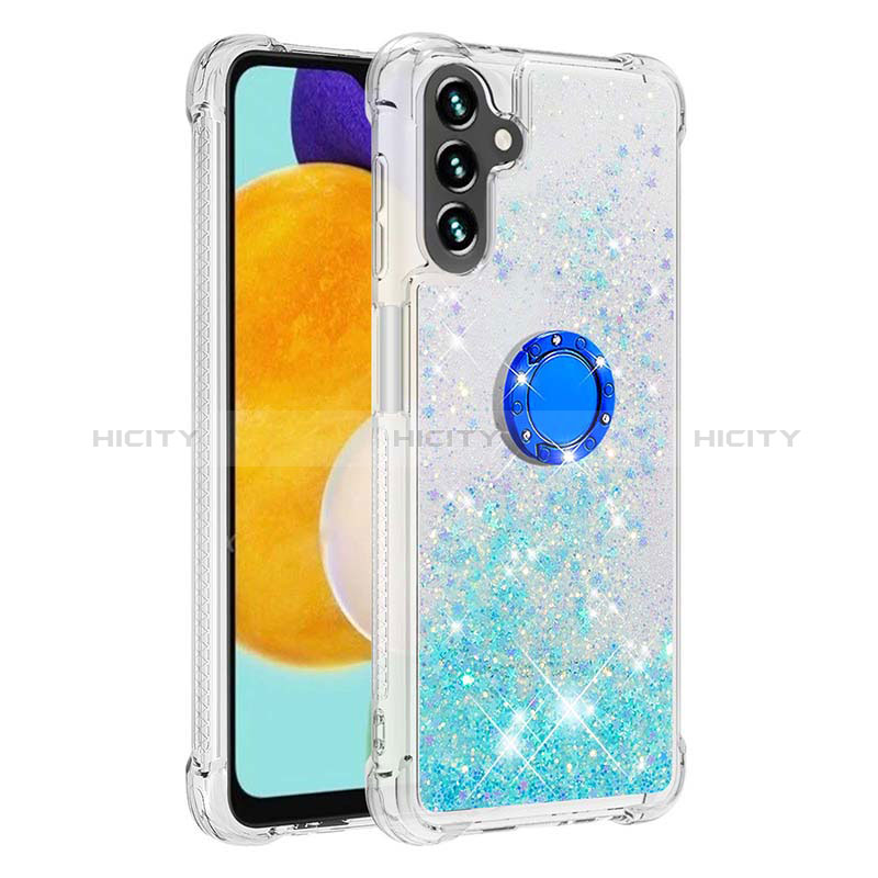 Silicone Candy Rubber TPU Bling-Bling Soft Case Cover with Finger Ring Stand S01 for Samsung Galaxy A04s