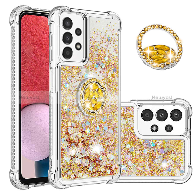 Silicone Candy Rubber TPU Bling-Bling Soft Case Cover with Finger Ring Stand S01 for Samsung Galaxy A13 4G