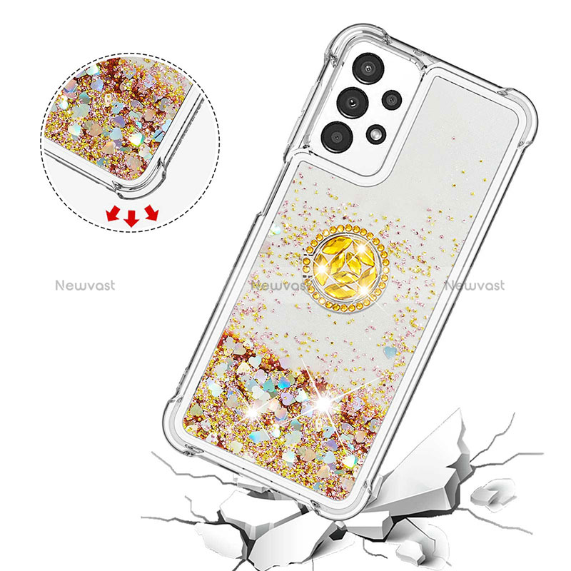 Silicone Candy Rubber TPU Bling-Bling Soft Case Cover with Finger Ring Stand S01 for Samsung Galaxy A13 4G