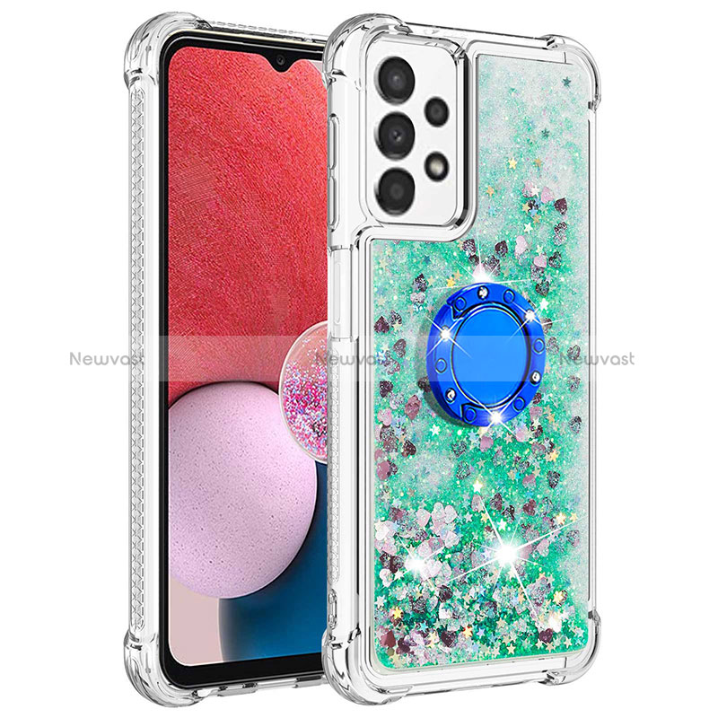 Silicone Candy Rubber TPU Bling-Bling Soft Case Cover with Finger Ring Stand S01 for Samsung Galaxy A13 4G