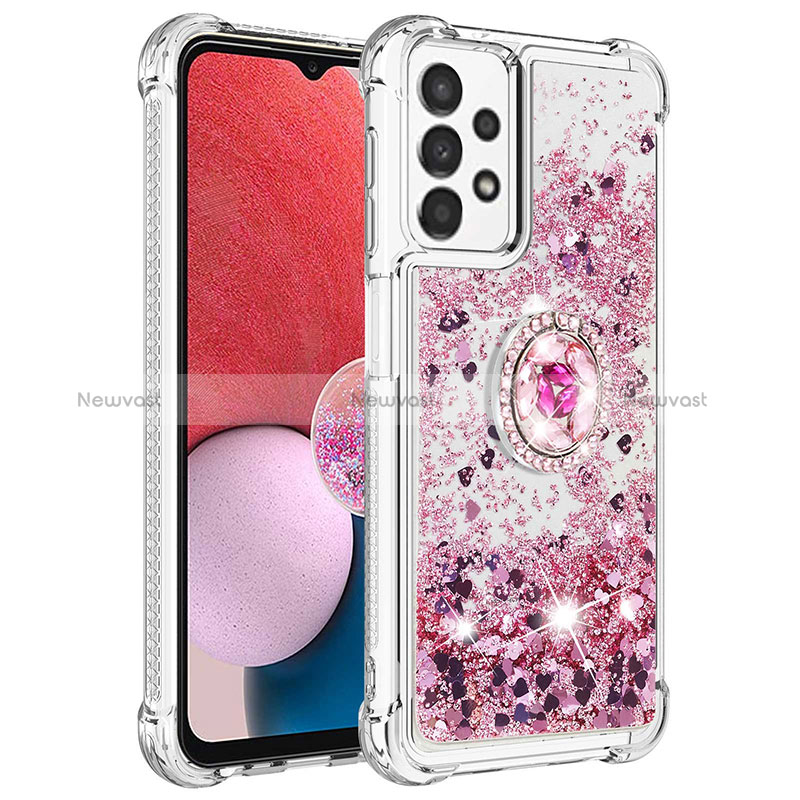 Silicone Candy Rubber TPU Bling-Bling Soft Case Cover with Finger Ring Stand S01 for Samsung Galaxy A13 4G