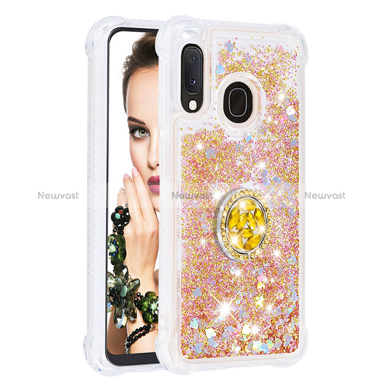 Silicone Candy Rubber TPU Bling-Bling Soft Case Cover with Finger Ring Stand S01 for Samsung Galaxy A20e