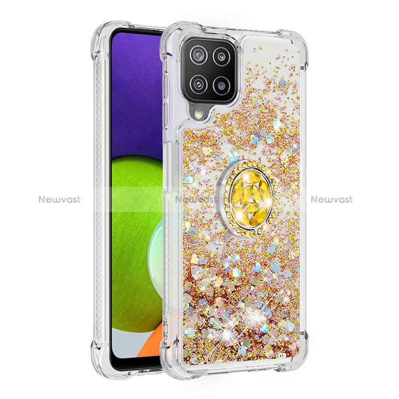 Silicone Candy Rubber TPU Bling-Bling Soft Case Cover with Finger Ring Stand S01 for Samsung Galaxy A22 4G