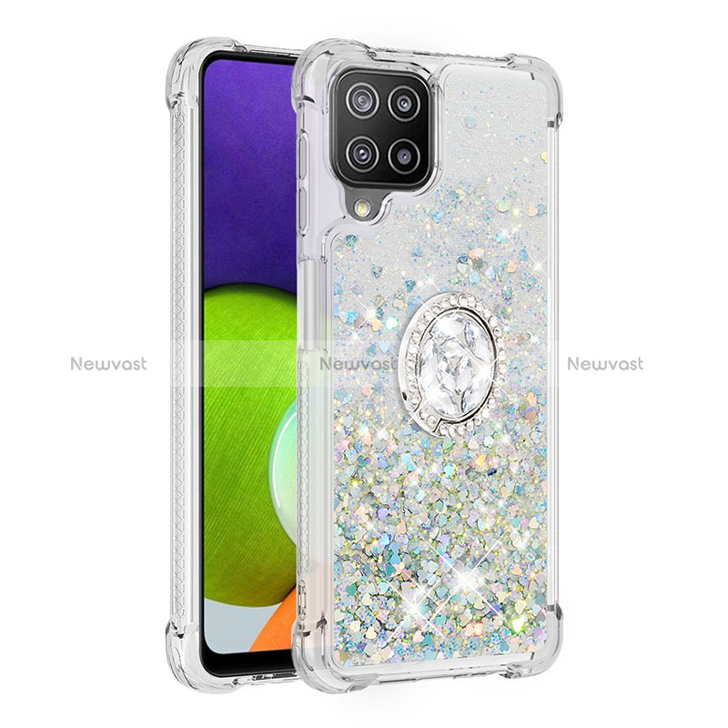 Silicone Candy Rubber TPU Bling-Bling Soft Case Cover with Finger Ring Stand S01 for Samsung Galaxy A22 4G