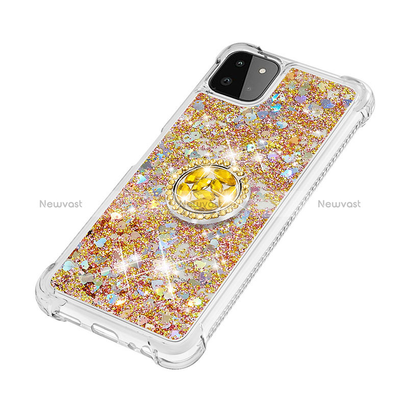 Silicone Candy Rubber TPU Bling-Bling Soft Case Cover with Finger Ring Stand S01 for Samsung Galaxy A22 5G