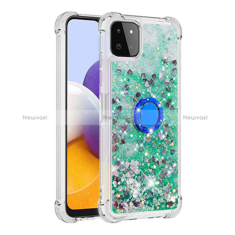 Silicone Candy Rubber TPU Bling-Bling Soft Case Cover with Finger Ring Stand S01 for Samsung Galaxy A22 5G