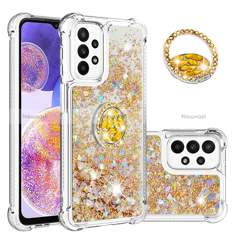 Silicone Candy Rubber TPU Bling-Bling Soft Case Cover with Finger Ring Stand S01 for Samsung Galaxy A23 4G